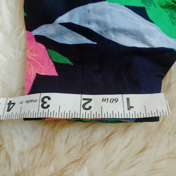 J.Crew Navy Blue Floral Print Tie Waist Shorts Sz 14 Cotton Pockets Style AL595 - Picture 7 of 7